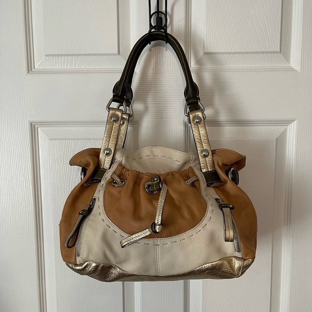 B Makowsky Lisbon Women's Handbag Purse Multicolor Leather Satchel Tote - Picture 2 of 16